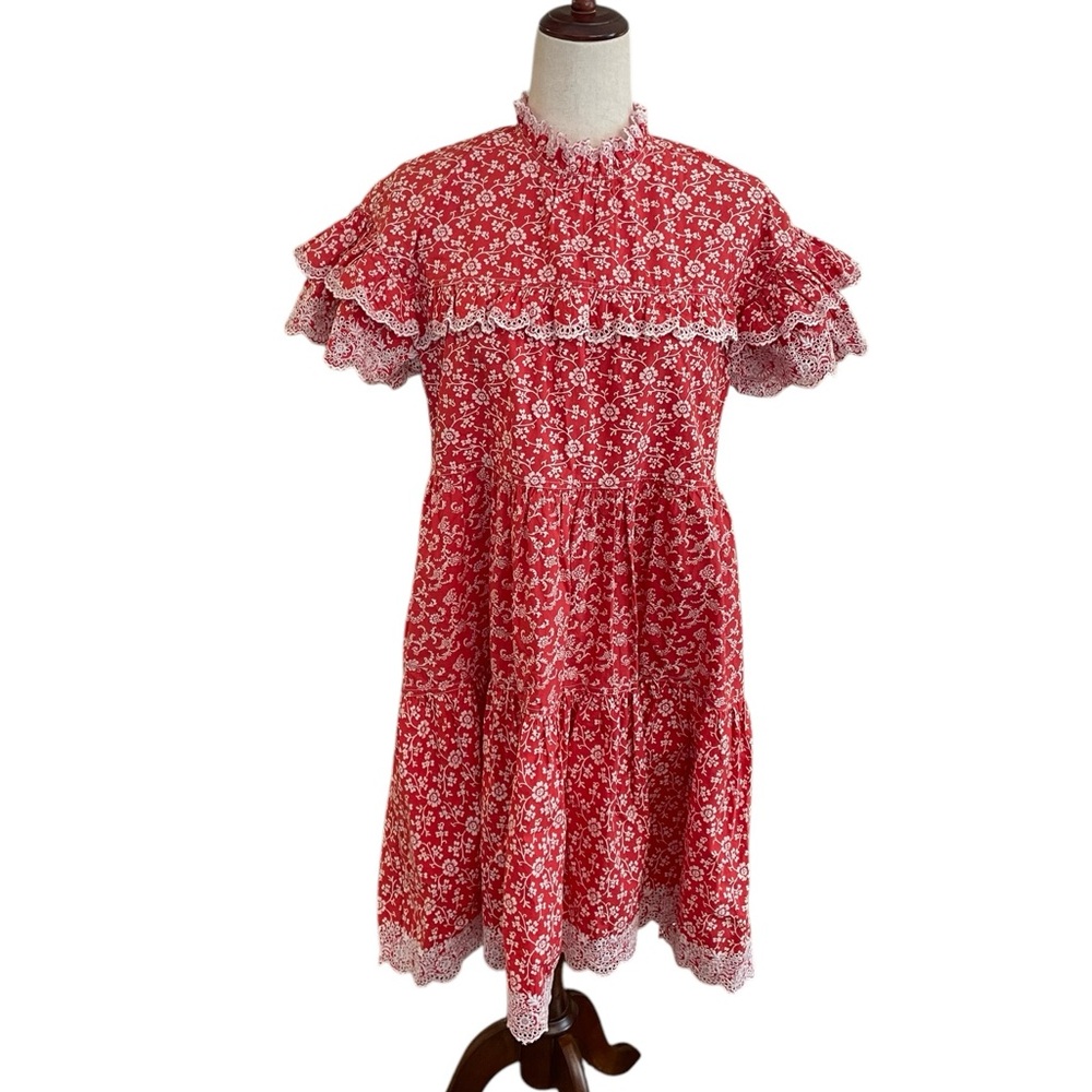 ULLA JOHNSON Leonie Floral Lace Ruffle Dress - Picture 3 of 16
